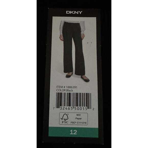 DKNY Womens Size 12 Pant Slack High Rise Wide Leg Dress Office Business Black - Picture 6 of 13